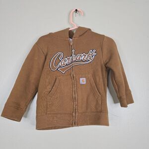 Carhartt Baby Boy's Brown Zip Up Sweatshirt Size 2t  Long Sleeves Pockets